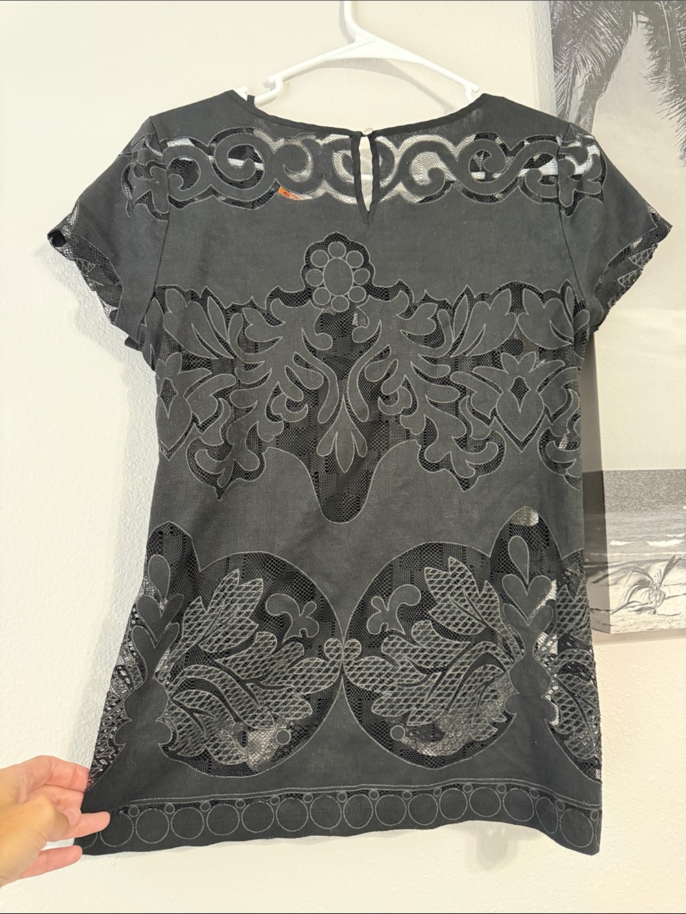 Banana Republic Black Lace Short Sleeve Blouse - Picture 8 of 10